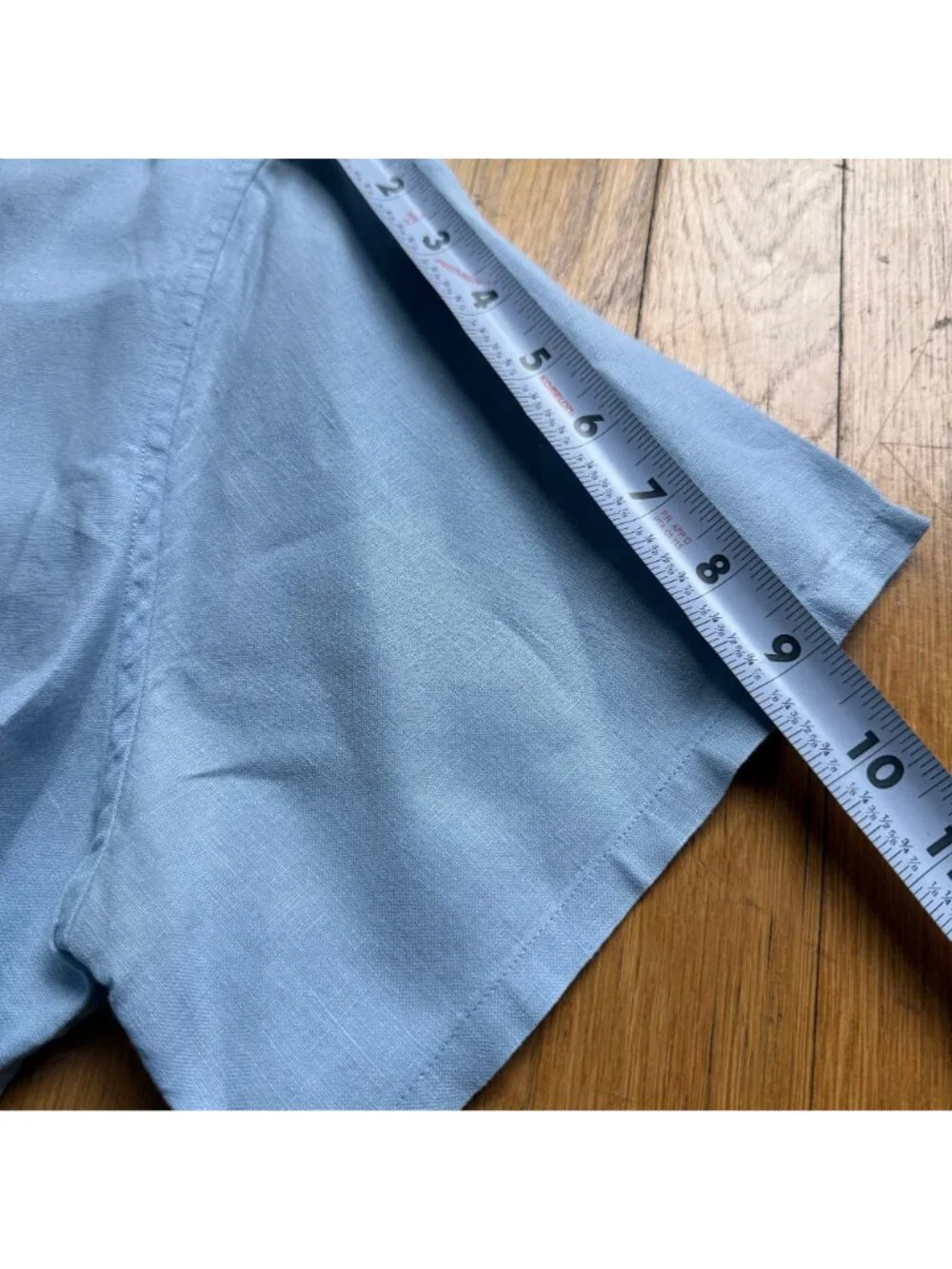 Vintage Banana Republic Size L Blue Linen Button-Down Short Sleeve Shirt Top
